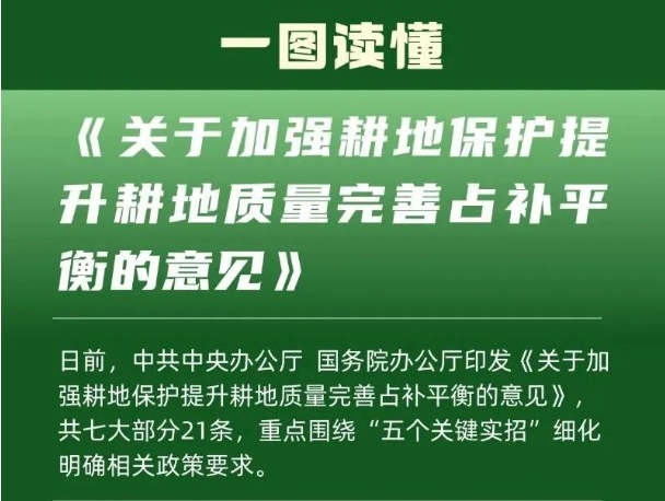一圖讀懂《關于加強耕地保護提升耕地質量完善占補平衡的意見》